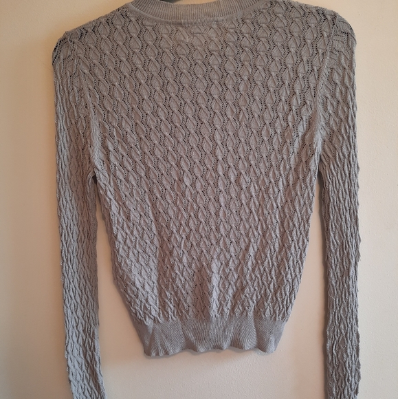 Aritzia Wilfred Crochet Lightweight Cardigan in Grey - Picture 8 of 9